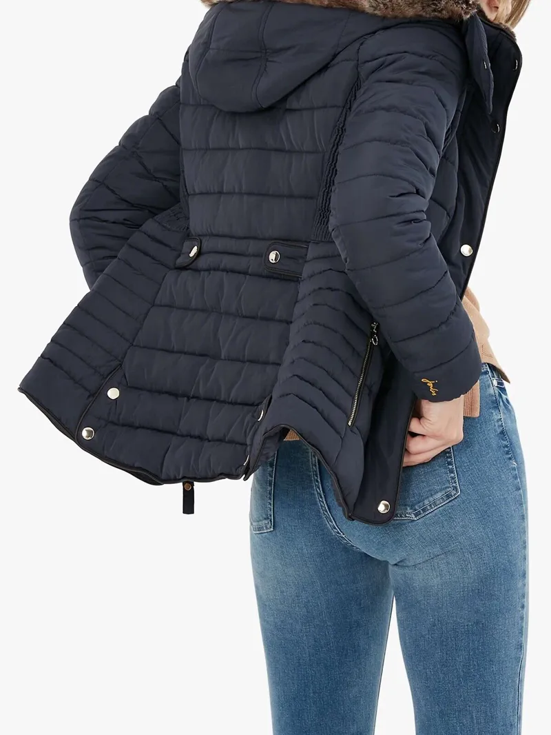 Joules Ladies Gosway Chevron Quilted Marine Navy Jacket-2